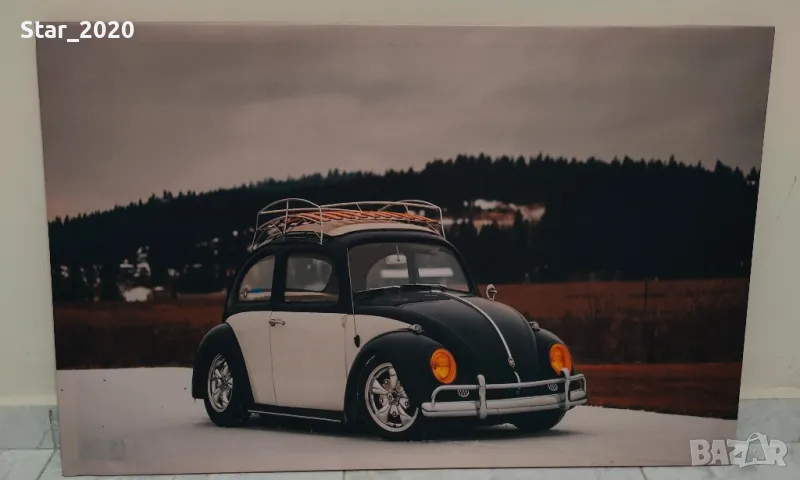 Светеща картина с LED осветление - VW beetle , снимка 1