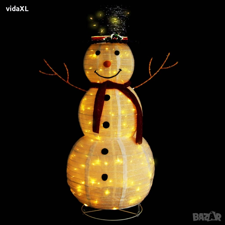 vidaXL Декоративна фигура на снежен човек с LED лукс плат 120 см(SKU:329761), снимка 1