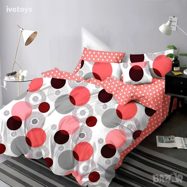 Двулицево спално бельо с ластик, 6 части - Модел WS18159, снимка 1