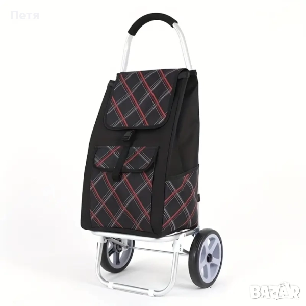 Продавам голяма пазарска количка с гумени колела с лагери, снимка 1