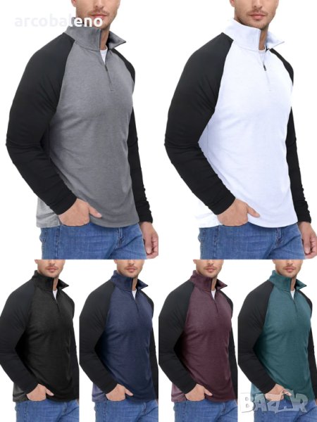 Нова мъжка блуза с дълъг ръкав и висока яка, 8цвята - 023, снимка 1
