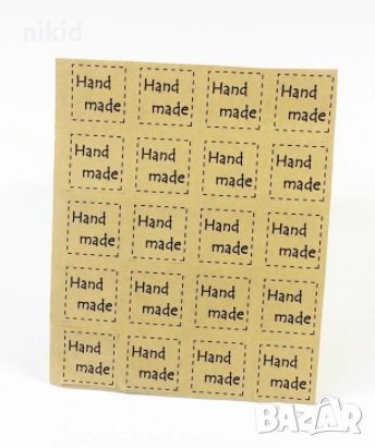 40 бр Hand Made квадратни малки самозалепващи лепенки стикери за ръчна изработка за подарък, снимка 1