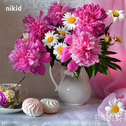 5D гоблен Розов Божур диамантен гоблен картина мозайка за направа по схема с камъчета, снимка 1