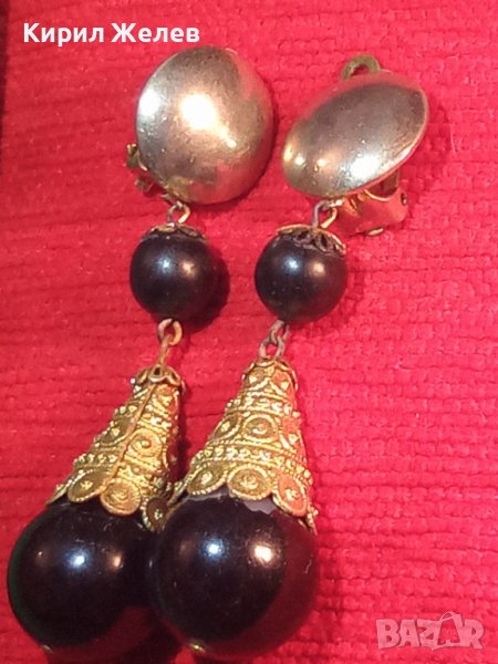 СТАРИ СТИЛНИ ВИНТИЖ МЕСИНГОВИ ПОЗЛАТЕНИ ВЕЧЕРНИ АРТ ОБЕЦИ КЛИПС 4120, снимка 1