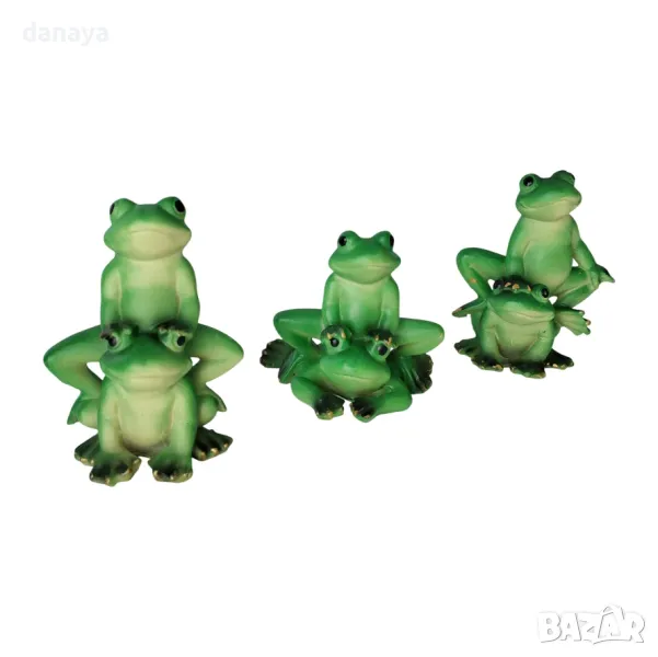 5721 Зелени фигурки Двойка жаби сувенир за късмет и декорация, 8 см, снимка 1