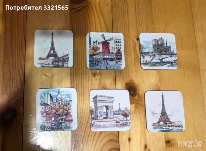 Комплект френски коркови поставки за чаши, снимка 1