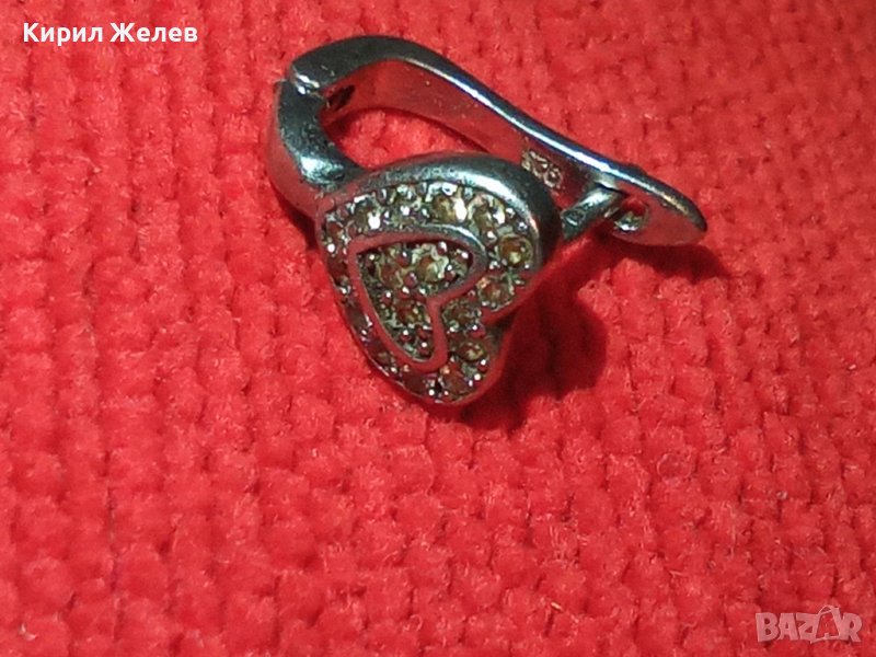 СКЪПОЦЕННА СЪРЦЕВИДНА АНГЛИЙСКА СРЕБЪРНА ВИНТИДЖ ОБИЦА СРЕБРО 925 с ФАСЕТИРАНИ ЦИРКОНЧЕТА 17260, снимка 1