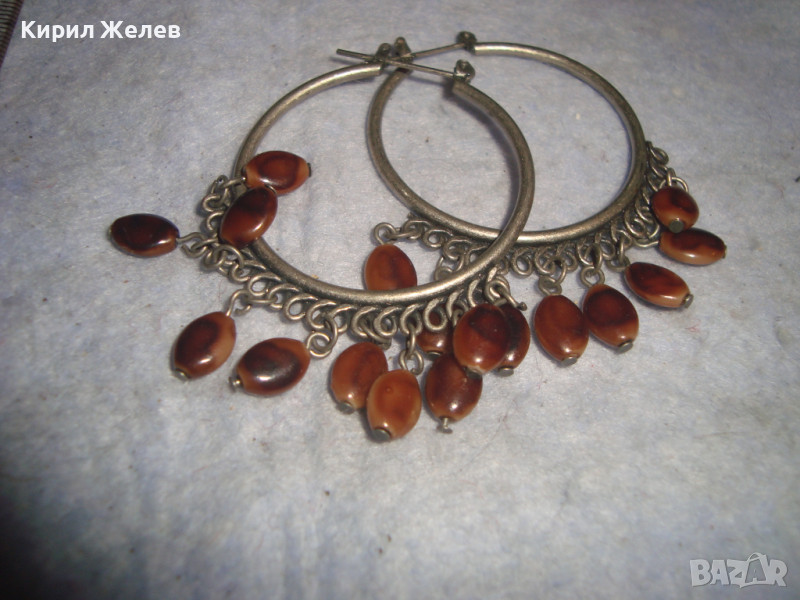 ПОСРЕБРЕНИ ВИНТИДЖ АРТ СТИЛ ОБЕЦИ с ВИСУЛКИ ЕТНОГРАФСКИ МОДЕЛ 74701, снимка 1