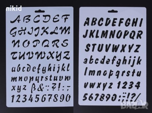 Печатни и ръкописни азбука букви латиница стенсил шаблон украса декор, снимка 1