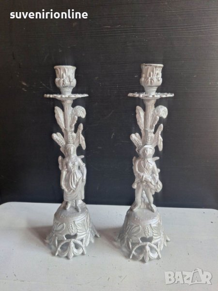 двойка старинни свещници, снимка 1