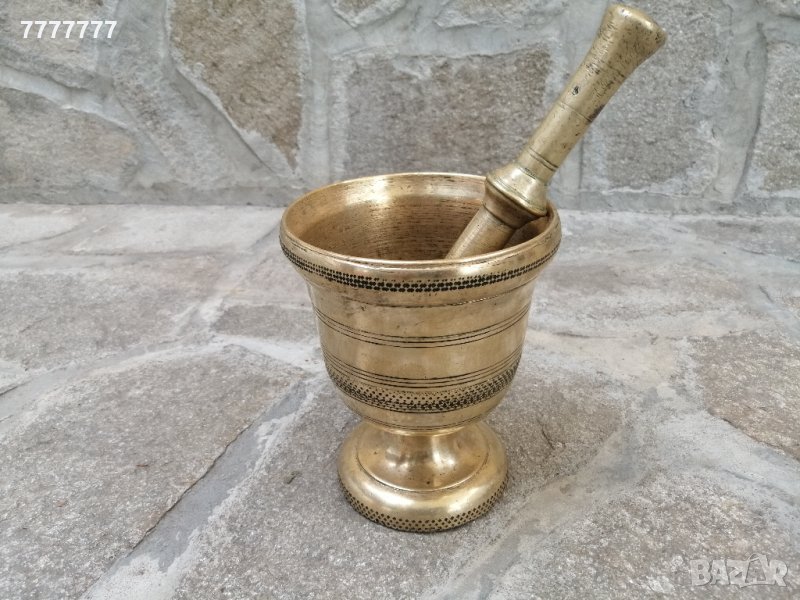 Голям стар български бронзов хаван / хаванче , снимка 1