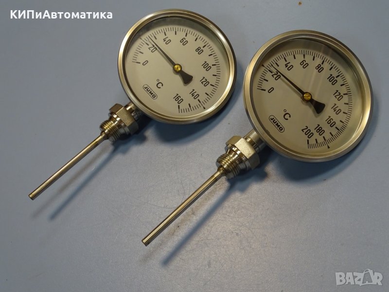 биметален термометър JUMO thermometer ф100mm, 0/+160°C, 0/+200°C, L-85mm, снимка 1