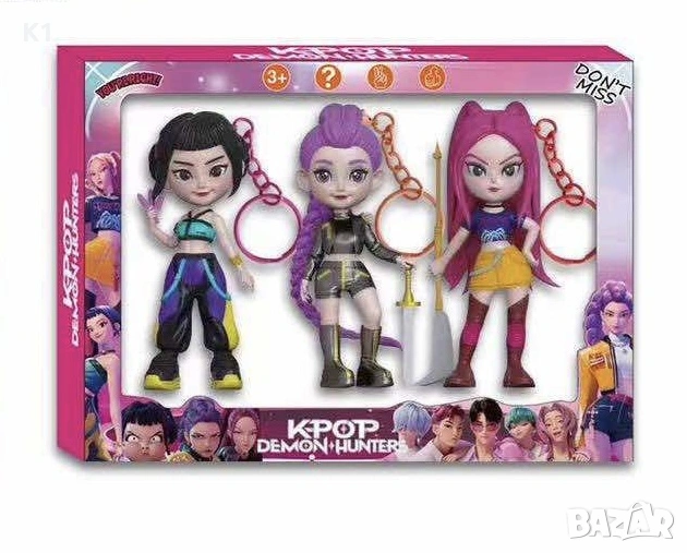 Голям комплект 3 броя фигурки ключодържатели K-POP Demon Hunters Rumi/Mira/Zoey Кей Поп, снимка 1