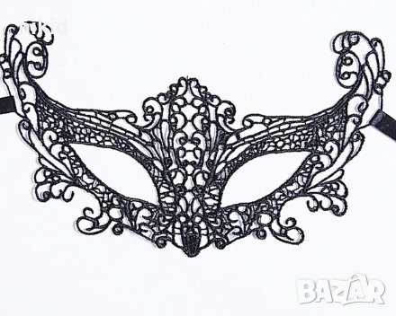 07 Тясна черна домино маска дантела за лице очи маскарад парти бал, снимка 1