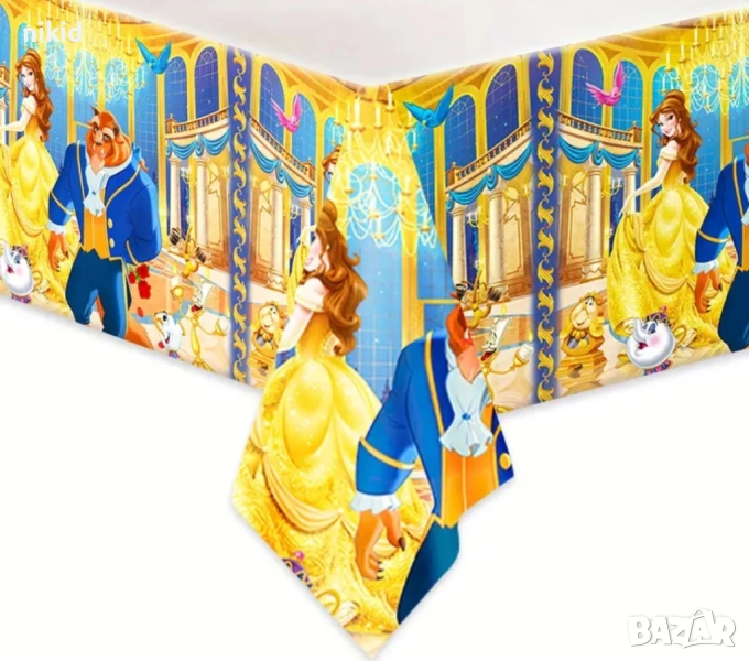 Красавицата и звяра найлонова покривка за парти рожден ден, снимка 1