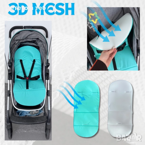 Постелка против изпотяване Лукс 3д меш Тюркоаз, снимка 1