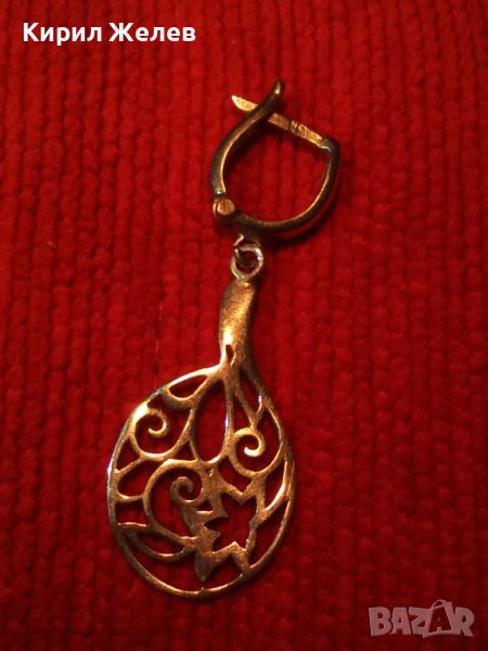 ИЗИСКАНА ЕФИРНА ФЛОРАЛНА АЖУРНА СРЕБЪРНА НЕЖНА ОБЕЦА СРЕБРО 925 с БЯЛА ПОЗЛАТА 34616, снимка 1