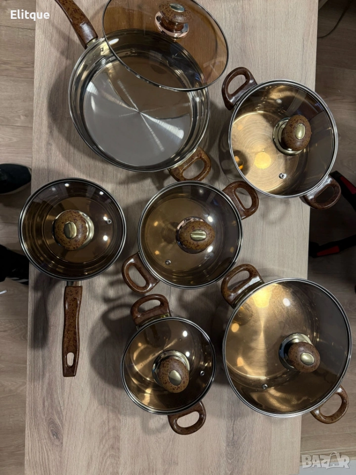 Комплект съдове за готвене от 12 части – Неръждаема стомана, равномерно нагряване и лесна поддръжка, снимка 1