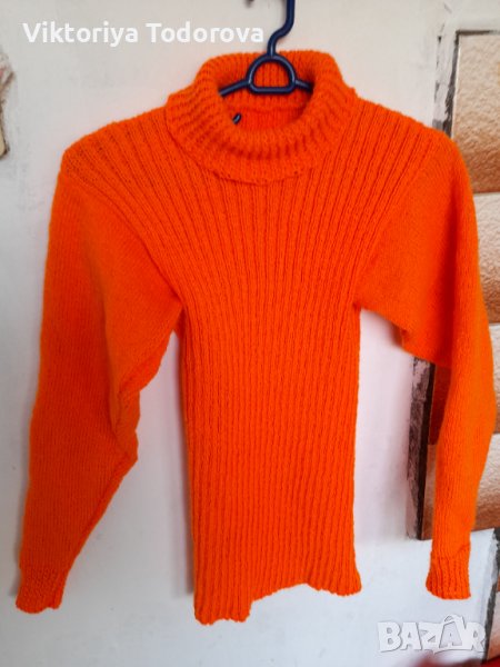 Оранжево поло-ръчно плетиво+подарък-шал, снимка 1