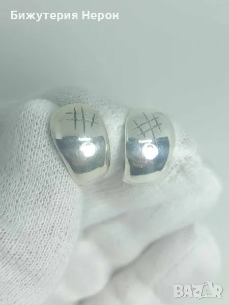 Сребърни обеци с английско закопчаване, снимка 1