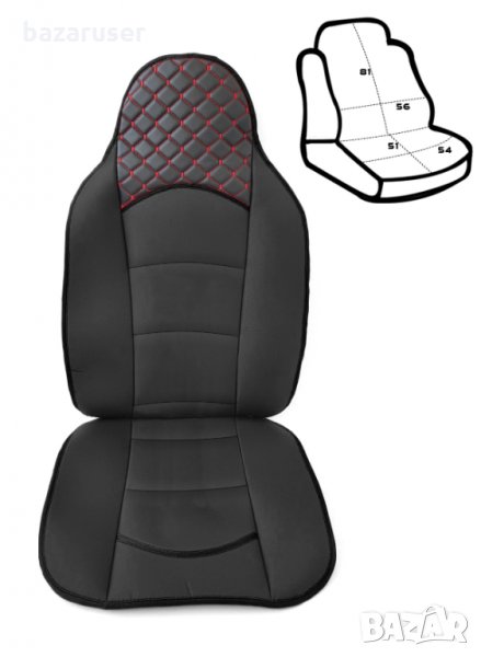 К-т Калъфи за Предни Седалки LUX ER /CH Черно с червен шев, снимка 1