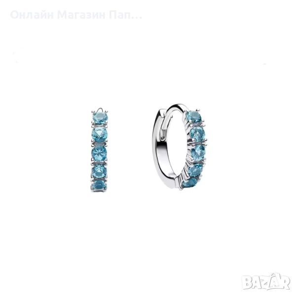 925 Сребърни обеци с циркони в син цвят за жени, снимка 1