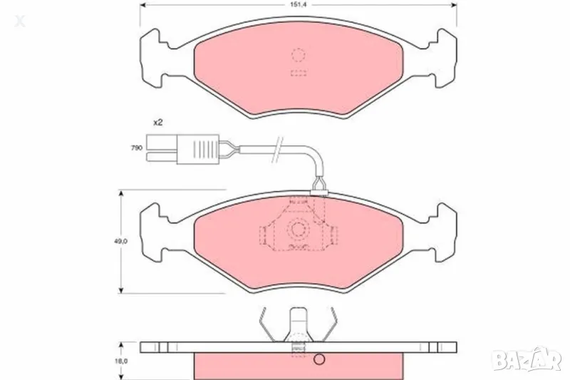 SIMER 346 Накладки предни 1.1, 1.3, 1.4, 1.5, 1.7 DS, FIAT Fiorino, FIAT Duna 1986-1997  OE 5882985, снимка 1