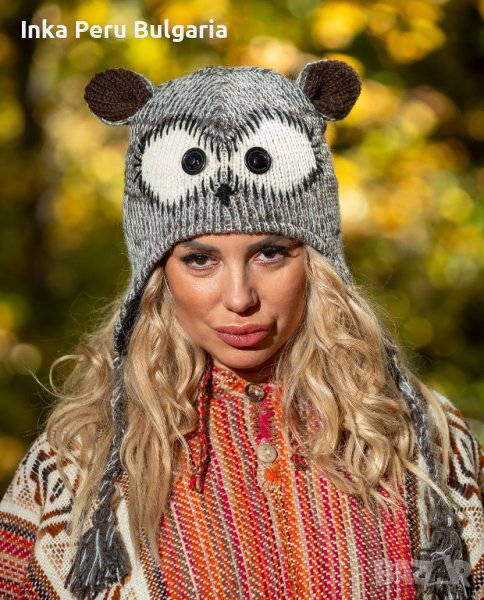 Подплатена шапка от овча вълна Бухал, снимка 1