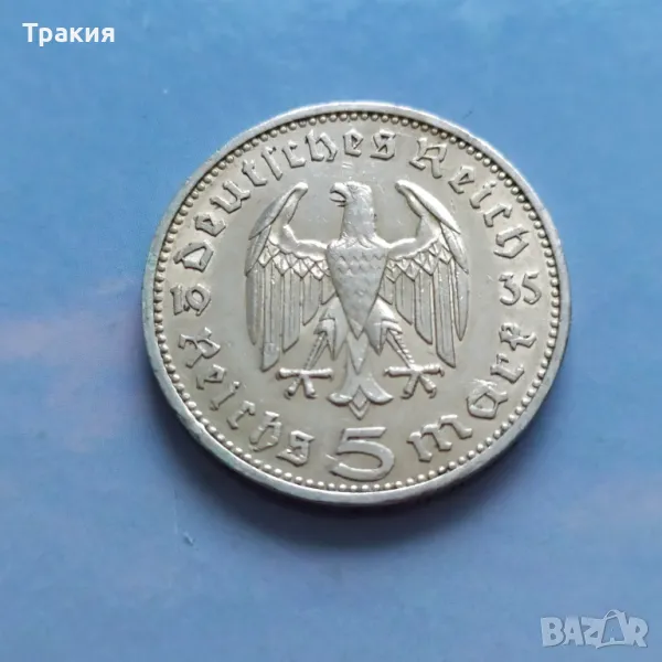 5 марки 1935 г. сребро, Германия , снимка 1