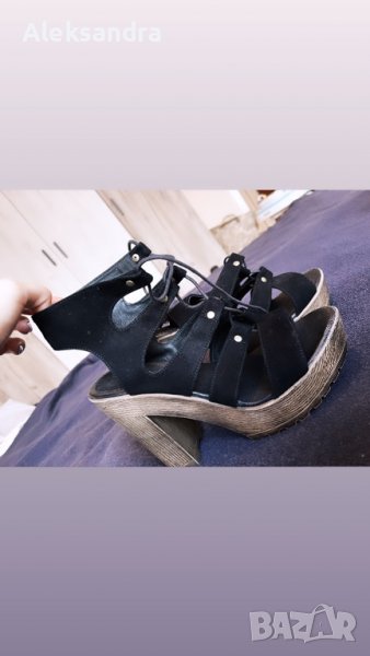 Дамски черни ежедневни сандали на висок ток, Нови, снимка 1