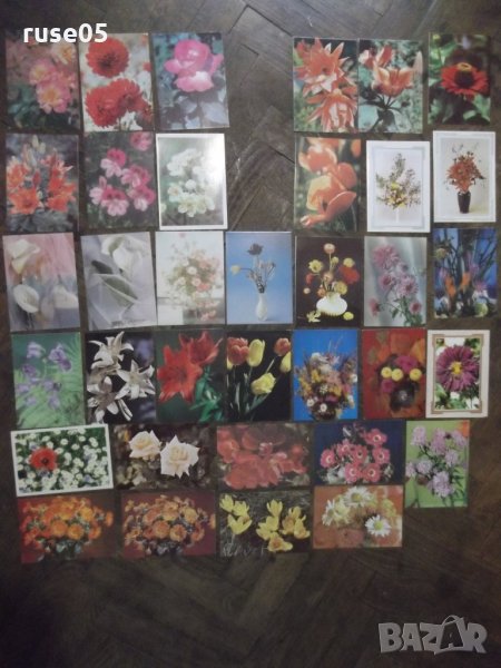 Лот от 35 бр. пощенски картички с цветя*, снимка 1
