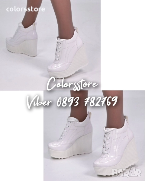 Кецове на платформа - бял лак - NO4 , снимка 1