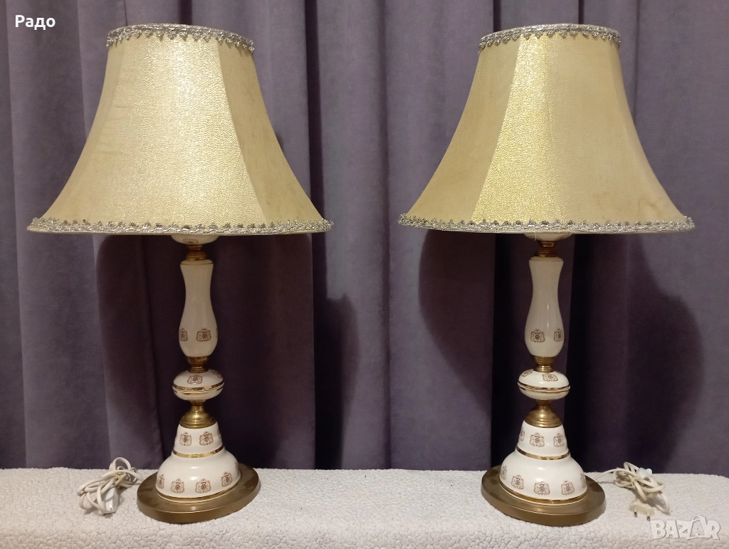 Комплект от две много големи старинни порцеланови лампи - лампа, снимка 1