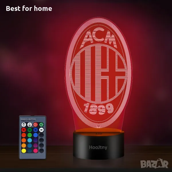 AC Milan 3D LED лампа с дистанционно , снимка 1