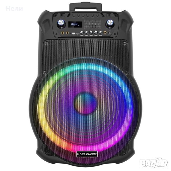 Преносима Тонколона EK-1819, 18", Led осветена, Два микрофона, снимка 1