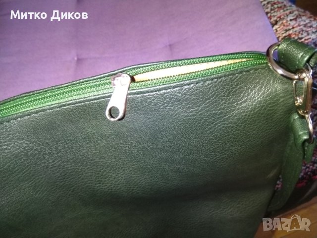 Женска кожена чанта нова маслено зелена 31х21х10см, снимка 8 - Чанти - 43560558