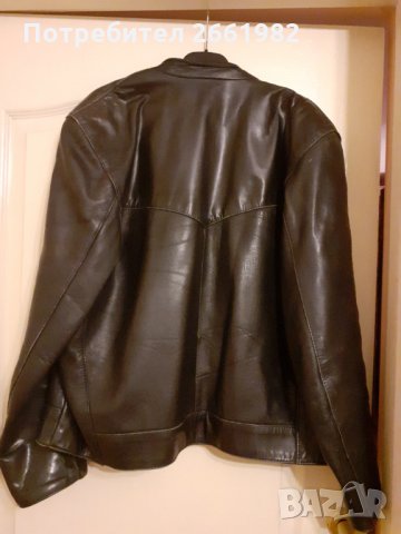 Мъжко черно кожено яке, снимка 3 - Якета - 32454021