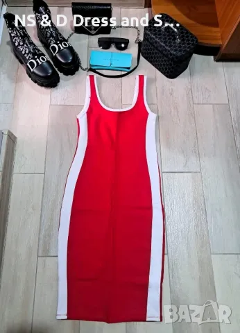 Червена дамска рокля средно дълга , снимка 3 - Рокли - 30588043