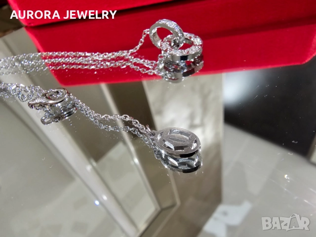CARTIER Love White Gold Paved Diamonds Chain Дамскo Колие, снимка 7 - Колиета, медальони, синджири - 52905162