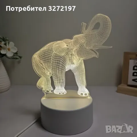 Холограмна 3D LED лампа Слон, снимка 6 - Настолни лампи - 49515121
