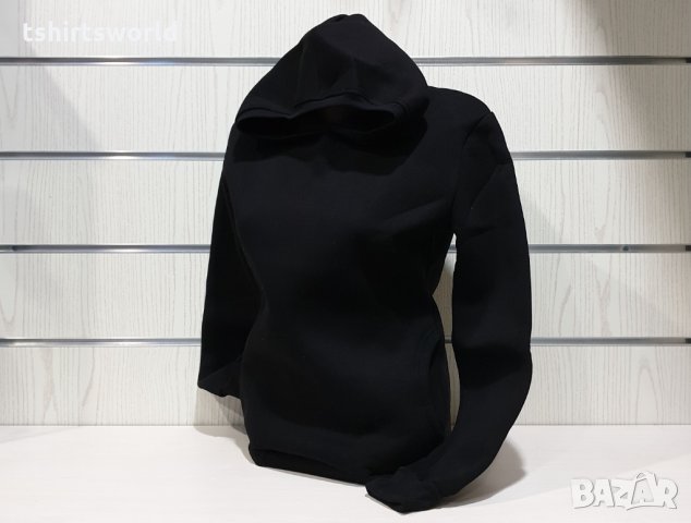 Нов дамски черен суичър с качулка и джобчета, снимка 7 - Суичъри - 34656373