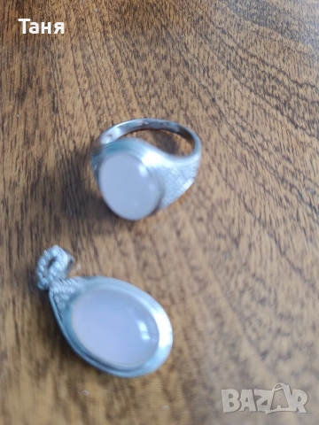 Дамски сребърен комплект с розов кварц , снимка 7 - Бижутерийни комплекти - 53589547