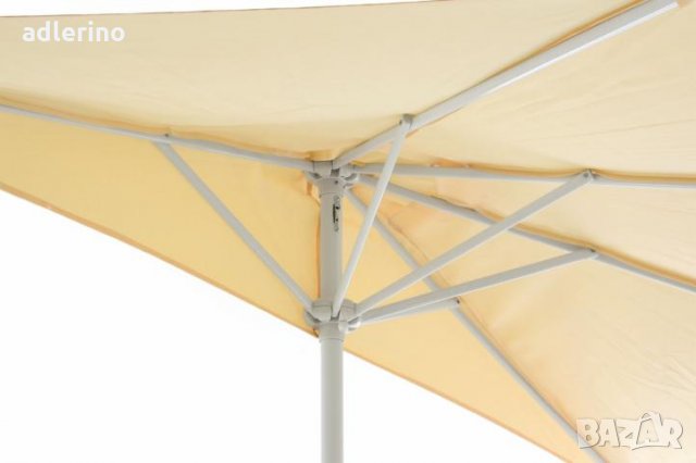 Чадър за тераса и балкон, половин чадър, козирка, комплект с основа и калъф, бежав, снимка 7 - Градински мебели, декорация  - 34154077