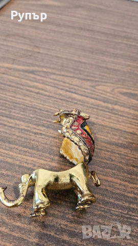 Бронзово слонче с емайли, снимка 6 - Декорация за дома - 53092601