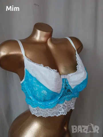 90 С XL Дантелен сутиен в синьо и бяло 