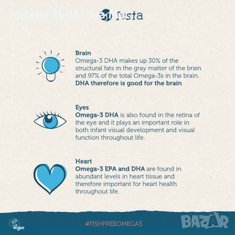 DHA & EPA Омега-3 масло от водорасли 60 капсули 100% веган сащ, снимка 4 - Хранителни добавки - 34996353