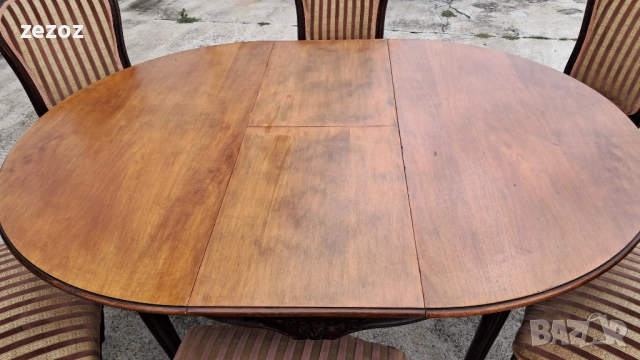 Комплект маса и шест стола масив, снимка 2 - Маси - 52340382