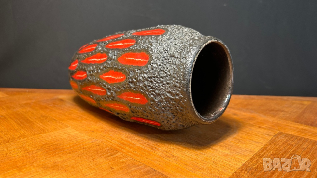 Немска керамична ваза лава стил, снимка 6 - Вази - 44890222