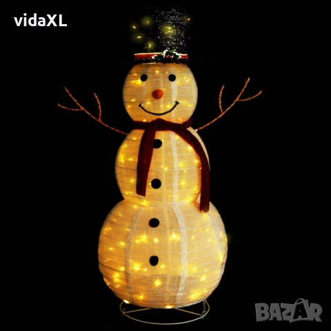 vidaXL Декоративна фигура на снежен човек с LED лукс плат 120 см(SKU:329761)