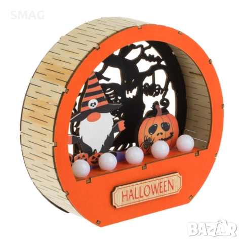 LED дървено украсение Happy Halloween / Хелоуин_1244369, снимка 2 - Декорация за дома - 52037606